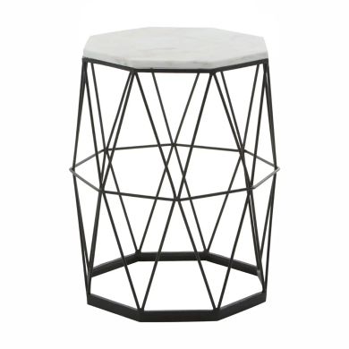 Shalimar Octagonal Marble Top Side Table With Black Frame