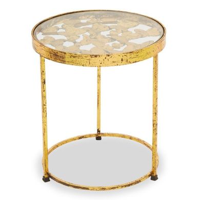 Rabia Clear Glass Top Butterfly Side Table With Gold Metal Base
