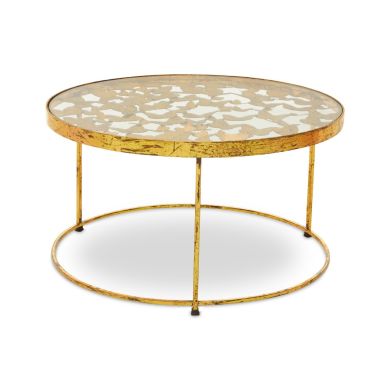 Rabia Clear Glass Butterfly Coffee Table With Gold Metal Base