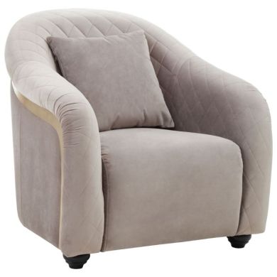 Fifi Velvet Upholstered Armchair In Light Grey