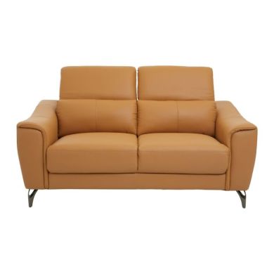 Palesa Faux Leather 2 Seater Sofa In Camel With Metal Legs