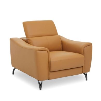 Padua Faux Leather Armchair In Camel With Black Metal Legs