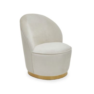 Terona Kids Cream Plush Velvet Swivel Tub Chair With Gold Base