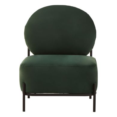 Haya Velvet Armchair In Green With Black Metal Legs