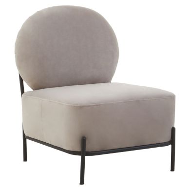 Haya Velvet Armchair In Mink With Black Metal Legs