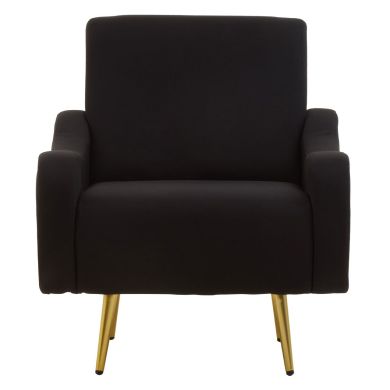 Holli Fabric Armchair In Black With Gold Metal Legs