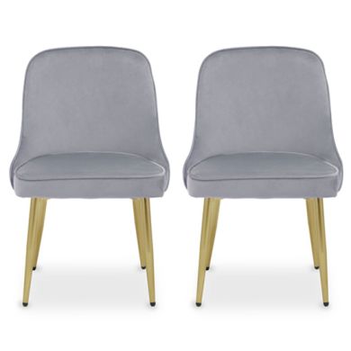 Demi Grey Velvet Dining Chairs With Gold Metal Legs In Pair