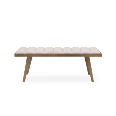 Gilden Fabric Upholstered Dining Bench In Natural With Channel Detail