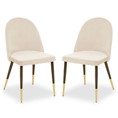 Gilden White Velvet Dining Chairs In Pair