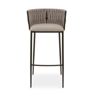 Gilden Fabric Upholstered Bar Chair In Grey With Woven Back