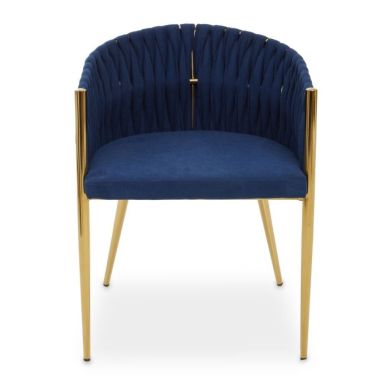Gilden Fabric Upholstered Dining Chair In Blue With Woven Back