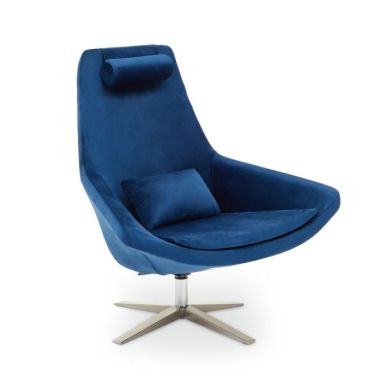 Kalo Velvet Upholstered Armchair In Navy