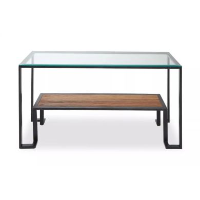 Cibo Glass Roman Console Table With Black Metal Frame
