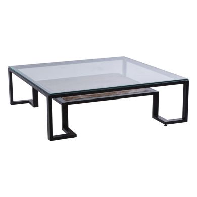 Cibo Clear Glass Top Coffee Table With Black Metal Base