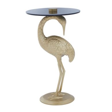 Iikka Black Glass Top Side Table With Gold Metal Base