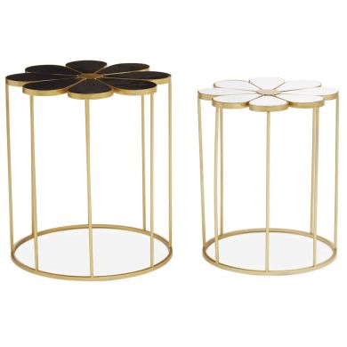 Jodie Set Of 2 Petal Side Tables In Black And White