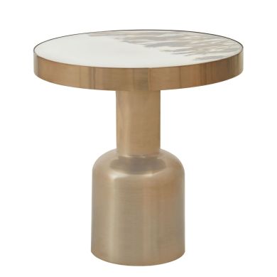 Pazo Round Robust Glass Side Table With Gold Metal Base