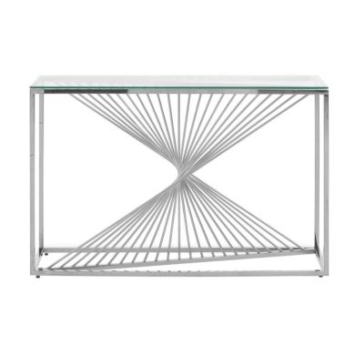 Ashburton Rectangular Clear Glass Console Table With Silver Metal Base