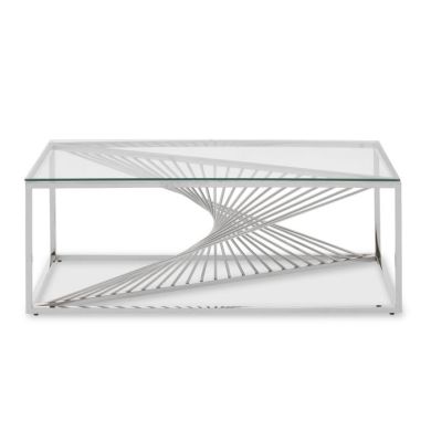 Ashburton Rectangular Clear Glass Coffee Table With Silver Metal Base