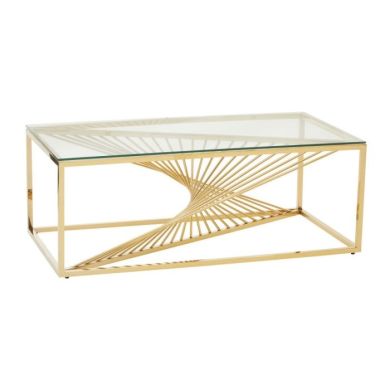 Ashburton Rectangular Clear Glass Coffee Table With Gold Metal Base