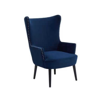 Wexley Wingback Fabric Upholstered Lounge Chair In Blue