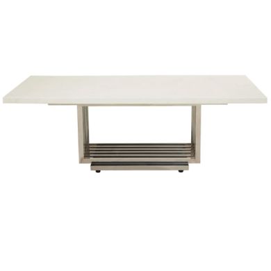 Moda Marble Coffee Table In White With Silver Stainless Steel Base