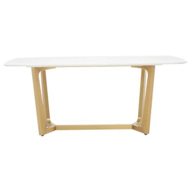 Moda Marble Dining Table In White With Gold Stainless Steel Base