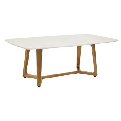 Moda White Marble Coffee Table With Brushed Gold Base