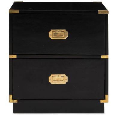 Sarter Mango Wood Bedside Cabinet In Black With 2 Drawers