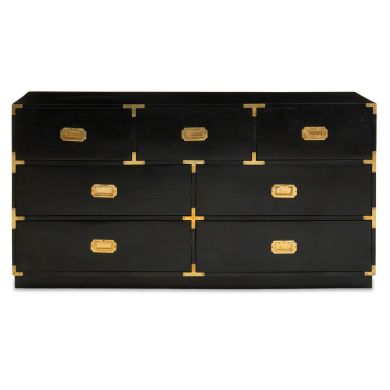 Sarter Mango Wood Chest Of 7 Drawers In Black And Gold