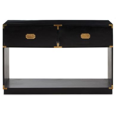 Sarter Mango Wood Console Table With 2 Drawers In Black And Gold