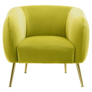 Yasmeen Velvet Armchair In Olive With Gold Metal Legs