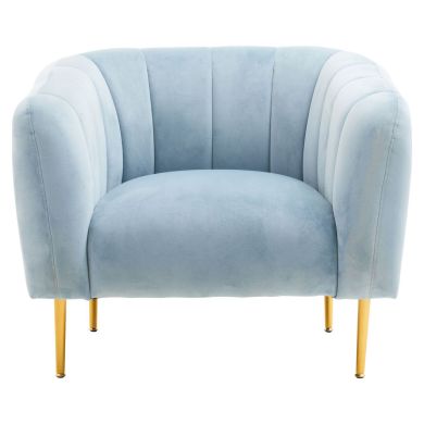 Yasmeen Velvet Armchair In Aqua Blue With Gold Metal Legs