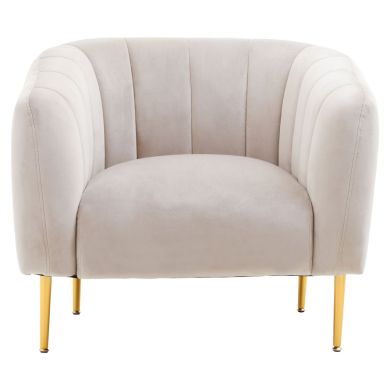 Yasmeen Velvet Armchair In Silver Grey With Gold Metal Legs