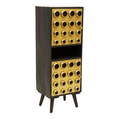 Alcester Tall Wooden Storage Cabinet With 2 Doors In Black And Gold