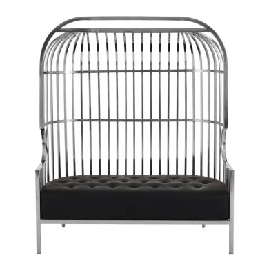 Eliza Dome Cage 2 Seater Sofa With Silver Stainless Steel Frame