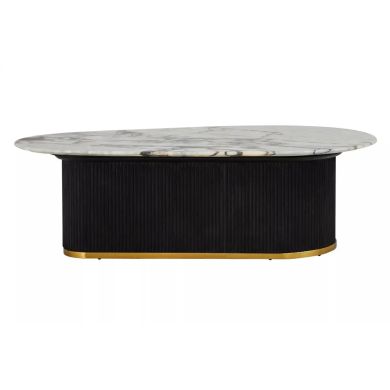 Doha Marble Coffee Table With Black Wooden Base