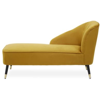 Yvette Velvet Chaise Lounge Chair In Mustard