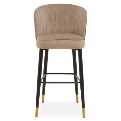Vieste Velvet Bar Chair In Mink With Tapered Black Legs