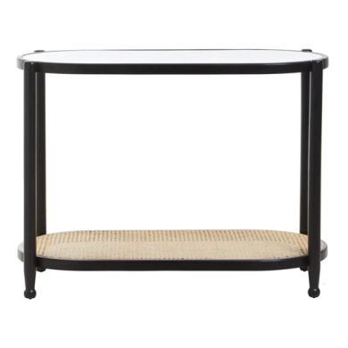 Cebu Clear Glass Top Console Table With Undershelf In Black