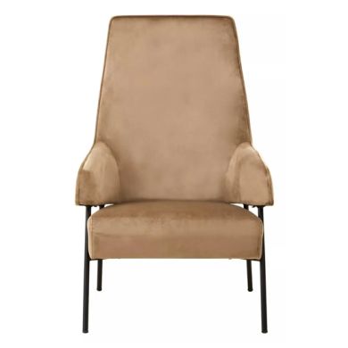 Henia Velvet Armchair In Mink With Black Metal Legs