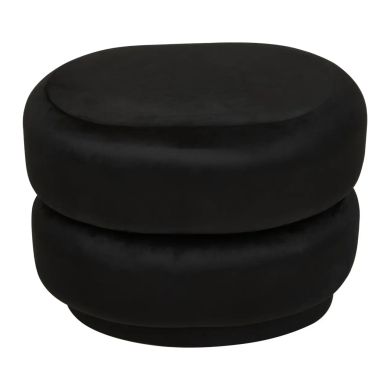 Hartford Round Velvet Stool In Black