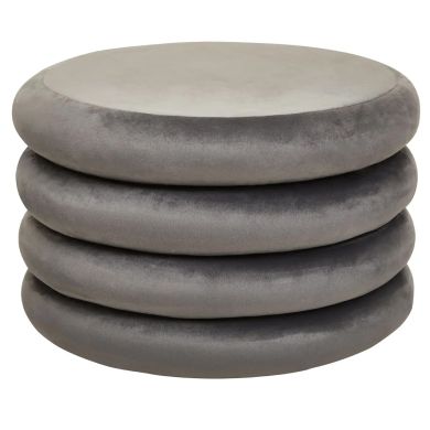 Hartford Round Velvet Stool In Grey