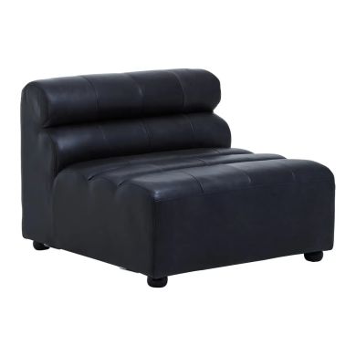 King Armless Distressed Leather Sofa Chair In Slate Grey