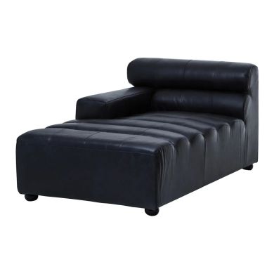 King Right Arm Distressed Leather Chaise In Slate Grey
