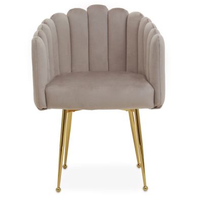 Bari Velvet Dining Chair In Mink With Gold Chrome Stainless Steel Legs