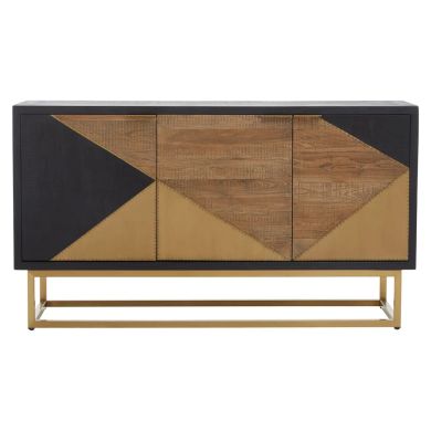 Siena Wooden Sideboard With 3 Door In Black And Brown Oak