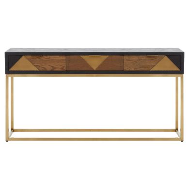 Siena Wooden Console Table In Black And Brown Oak