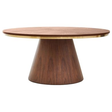 Turin Round Wooded Dining Table In Walnut