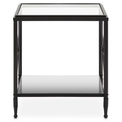 Axis Rectangular Glass Side Table In Black Metal Frame